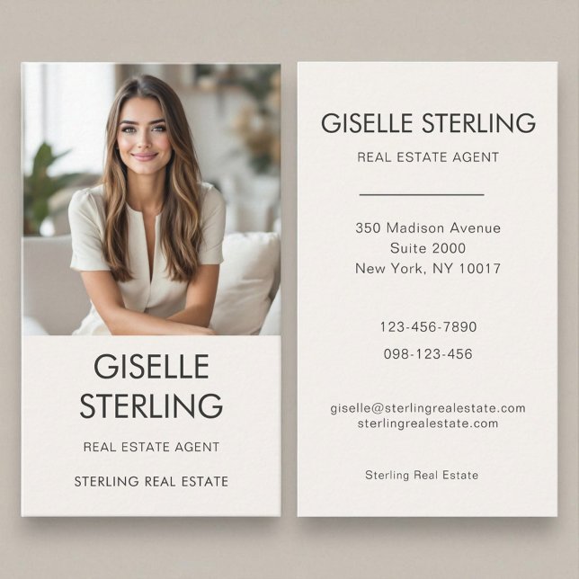 Real Estate Agent Neutral Professional Photo  Business Card (Creator Uploaded)