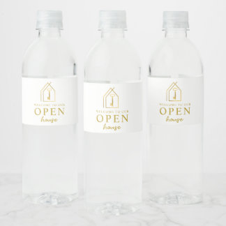 Real Estate Agent Open House Gold Key Water Bottle Label