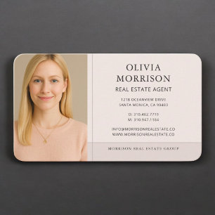 Real Estate Agent Photo Blush Pink Business Card