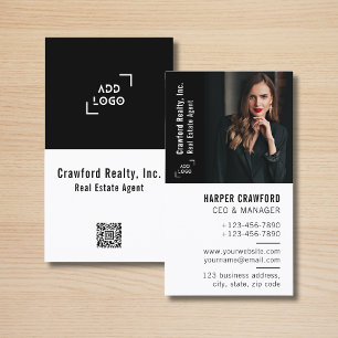 Real Estate Agent Photo Logo Simple Modern Realtor Business Card