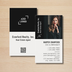Real Estate Agent Photo Logo Simple Modern Realtor Business Card