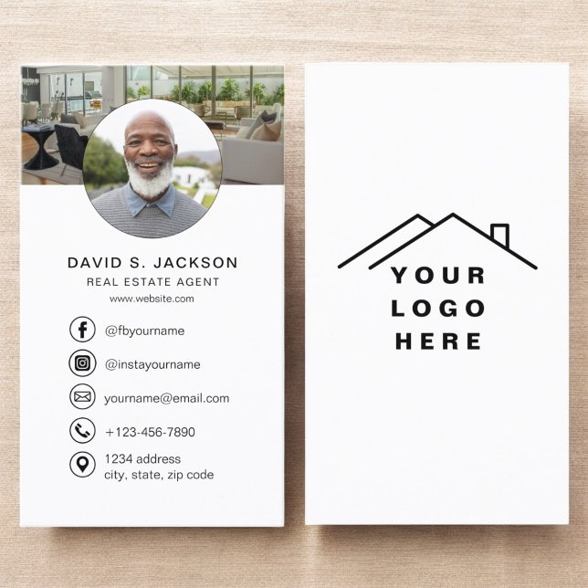 Real Estate Agent Photo Logo Social Media Business Card (Creator Uploaded)