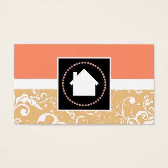 Real Estate Agent professional damask home Business Card