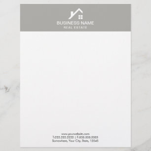 Real Estate Agent Professional House Logo Plain Personalized Letterhead
