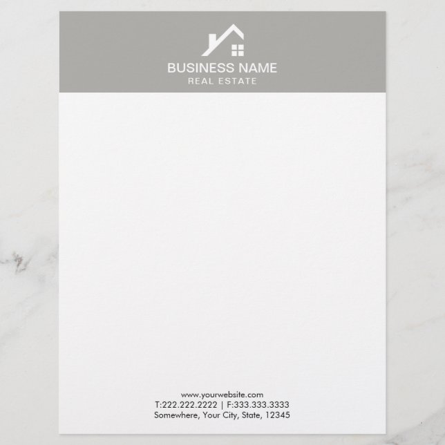 Real Estate Agent Professional House Logo Plain Personalized Letterhead (Front)