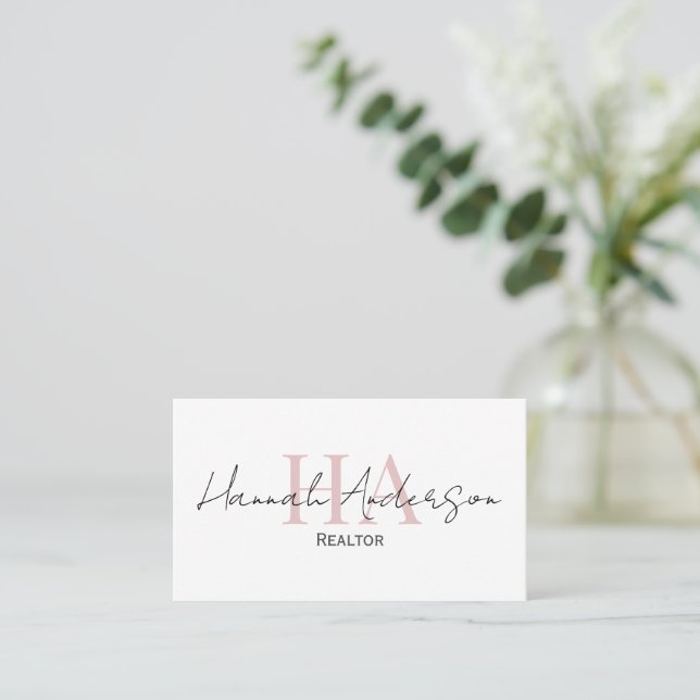 Real Estate Agent Professional Simple Script  Business Card (Standing Front)
