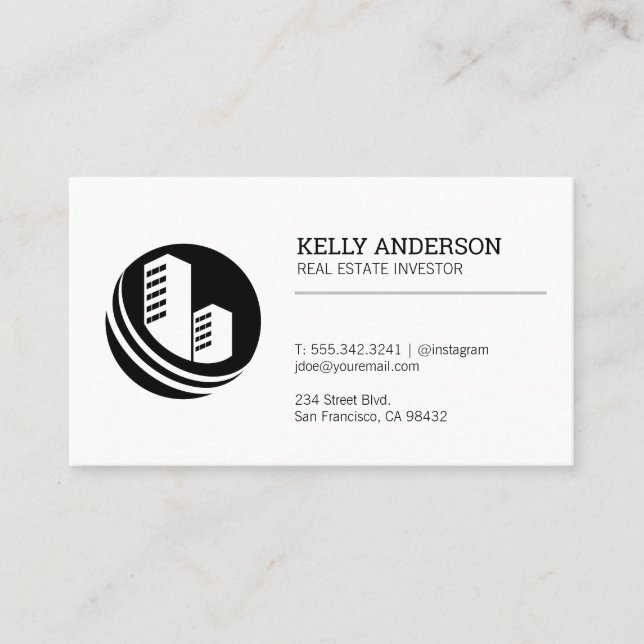 Real Estate Agent | Property Building Icon Business Card (Front)