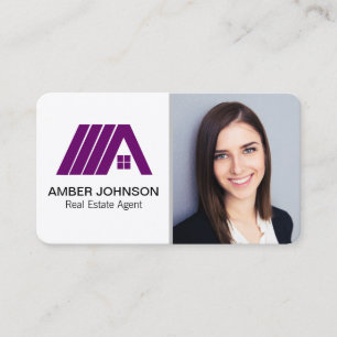 Real Estate Agent Purple Logo Business Card