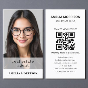 Real Estate Agent QR Code Photo  Business Card