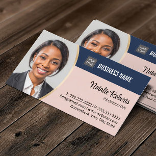 Real Estate Agent Realtor Blue & Pink Custom Photo Business Card