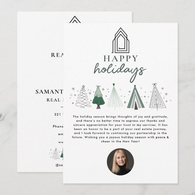 Real Estate Agent Realtor Christmas Happy Holidays Holiday Card (Front/Back)