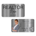 Real Estate Agent Realtor Photo QR Code Faux Metal
