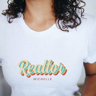 Real Estate Agent Realtor Retro Vintage Name  T-Shirt