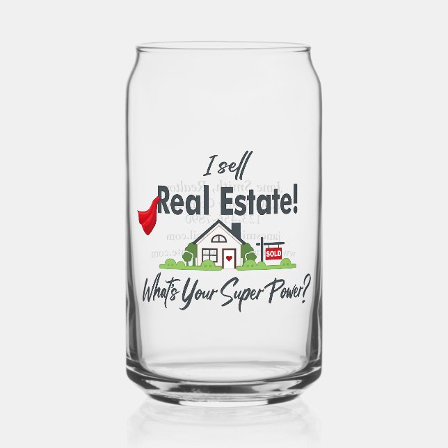 Real Estate Agent, Realtor Super Hero Personalised Can Glass (Front)
