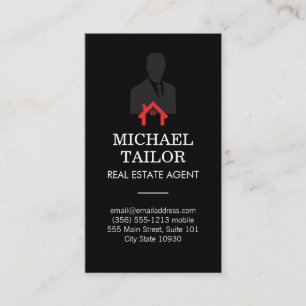 Real Estate Agent   Red Home Icon Business Card