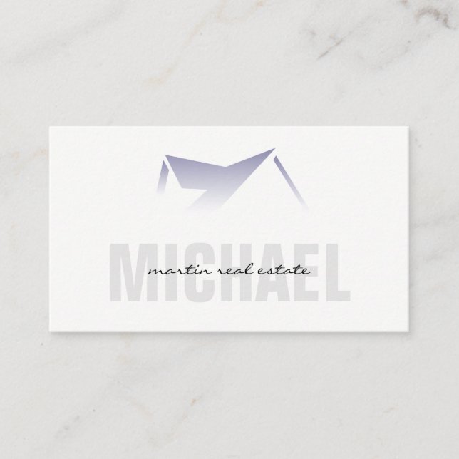 Real Estate Agent | Roof Top Icon Gradient Business Card (Front)