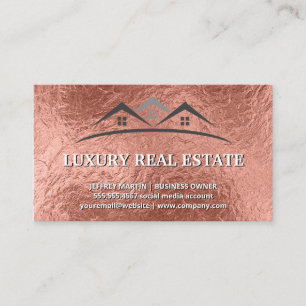 Real Estate Agent   Rose Gold Foil Texture Business Card