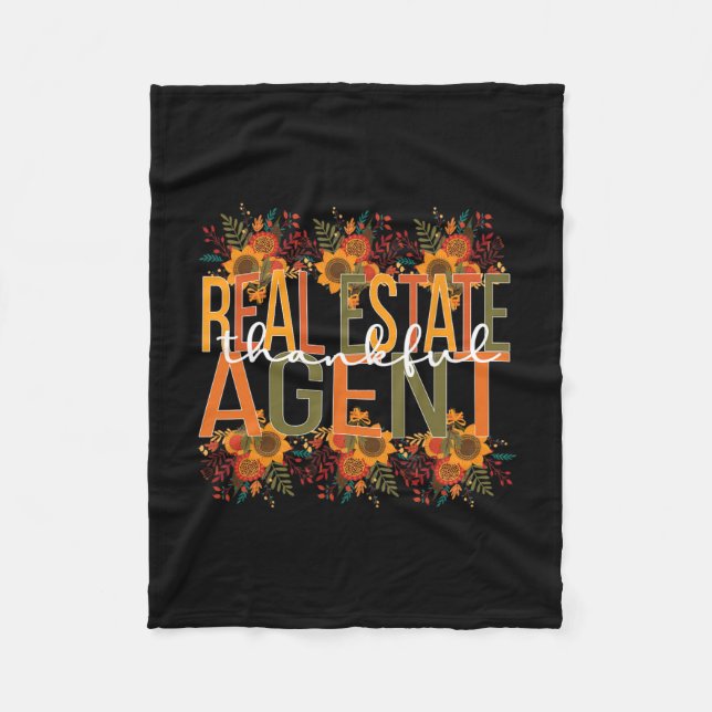 Real Estate Agent Thanksgiving  Fleece Blanket (Front)