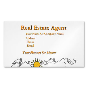 Real Estate Agent White Magnetic Business Card