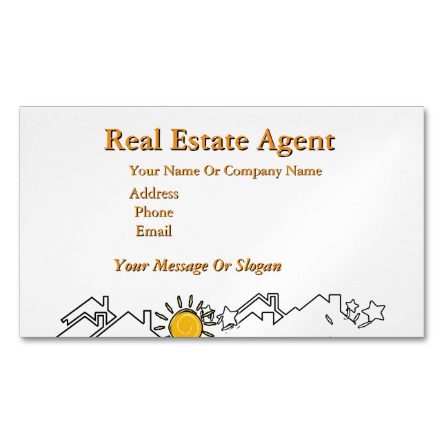 Real Estate Agent White   Magnetic Business Card (Front)