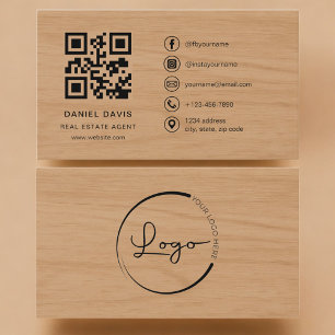 Real Estate Agent Wood Professional QR Code Business Card