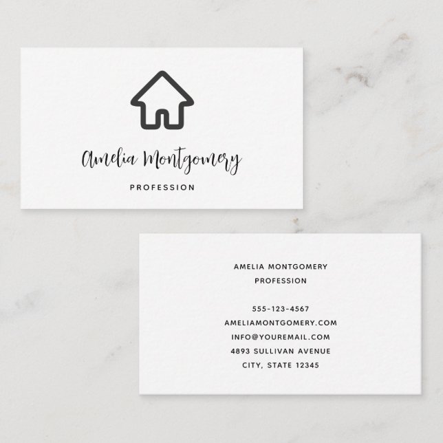 Real Estate Architecture House Icon Business Card (Front/Back)