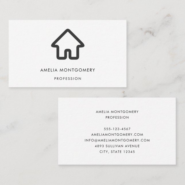 Real Estate Architecture House Icon Business Card (Front/Back)