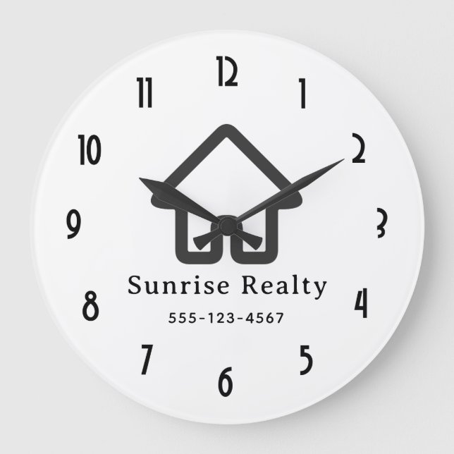 Real Estate Architecture House Icon Business Large Clock (Front)