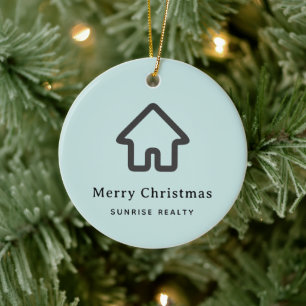 Real Estate Architecture House Icon Christmas Ceramic Tree Decoration
