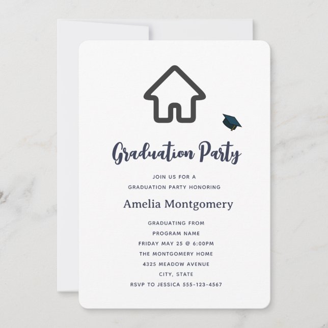Real Estate Architecture House Icon Graduation Invitation (Front)