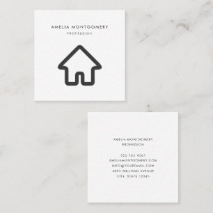 Real Estate Architecture House Icon Square Business Card