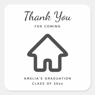 Real Estate Architecture House Icon Thank You Square Sticker