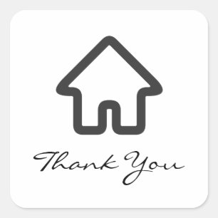 Real Estate Architecture House Icon Thank You Square Sticker