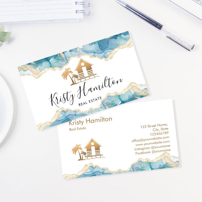 real estate beach house rentals beach bnb business card (Creator Uploaded)
