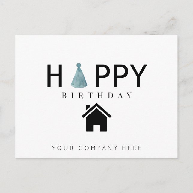 Real Estate Birthday Hat Happy Birthday Postcard (Front)