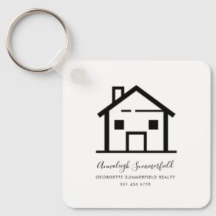 Real Estate Black and White Promotional Swag Key Ring