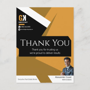 Real Estate Black & Gold Design Thank You Card