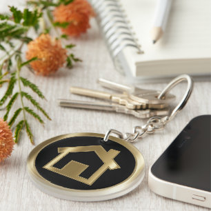 Real Estate - Black & Gold Keychain