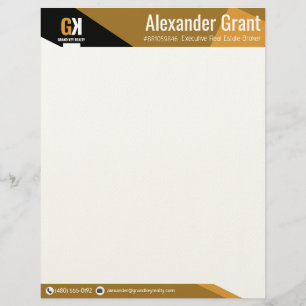 Real Estate Black & Gold Realtor Custom Letterhead