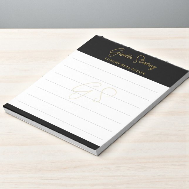 Real Estate Black Gold Script Luxury Professional Notepad (Creator Uploaded)