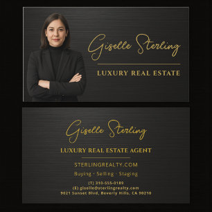 Real Estate Black Metallic Luxury Professional Business Card