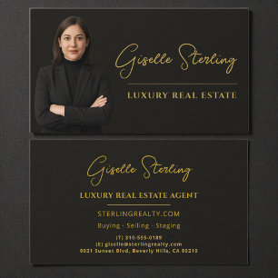 Real Estate Black Photo Business Card