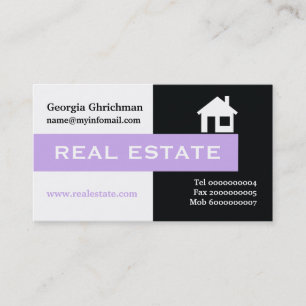Real estate black, white, purple eye-catching business card