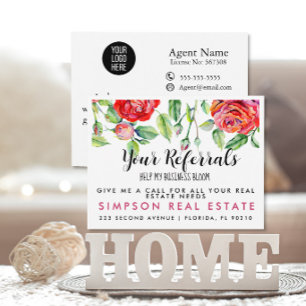 real estate BLOOM referrals Announcement Postcard