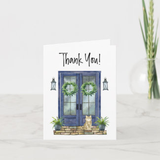 Real Estate Blue Door Client Home Thank You Card