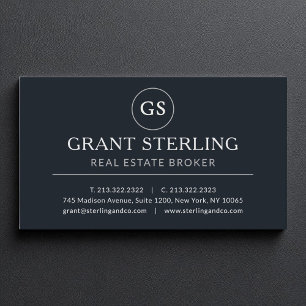 Real Estate Broker Black Silver Luxury  Business Card