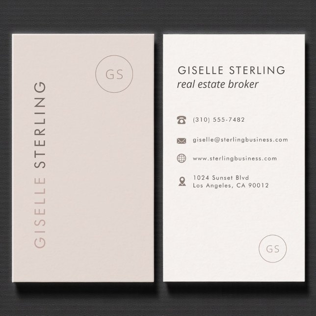 Real Estate Broker Blush Pink Minimalist Modern Business Card (Creator Uploaded)