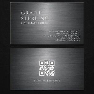 Real Estate Broker Metallic QR Code Business Card
