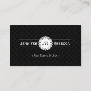 Real Estate Broker - Modern Monogram Black Business Card