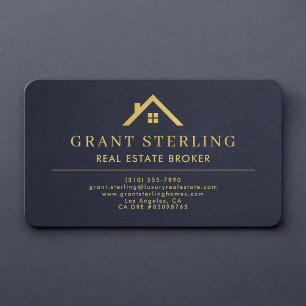 Real Estate Broker Navy Blue Business Card